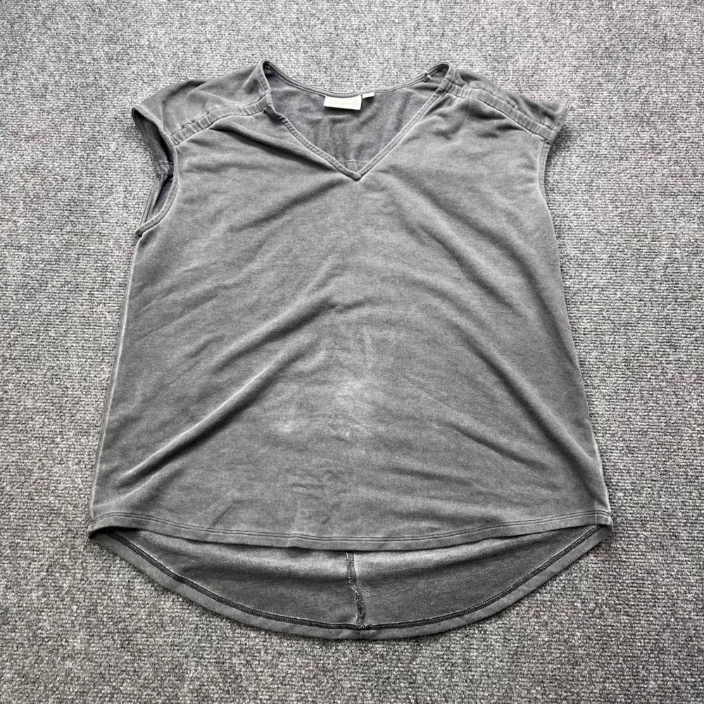 Wonderly Mineral Wash French Terry V-Neck Cap Sleeve‎ Top